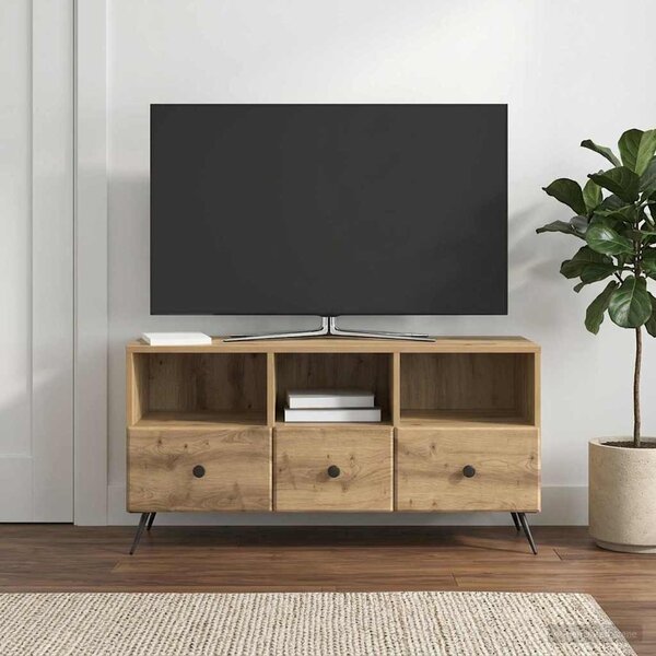 TV szekrény 102 x 34,5 x 50 cm Kézműves Tölgy Szerelt Fa
