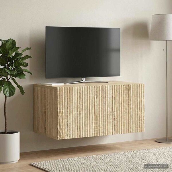 Fali TV szekrény 59,5 x 41 x 30 cm Sonoma Tölgy Szerelt Fa
