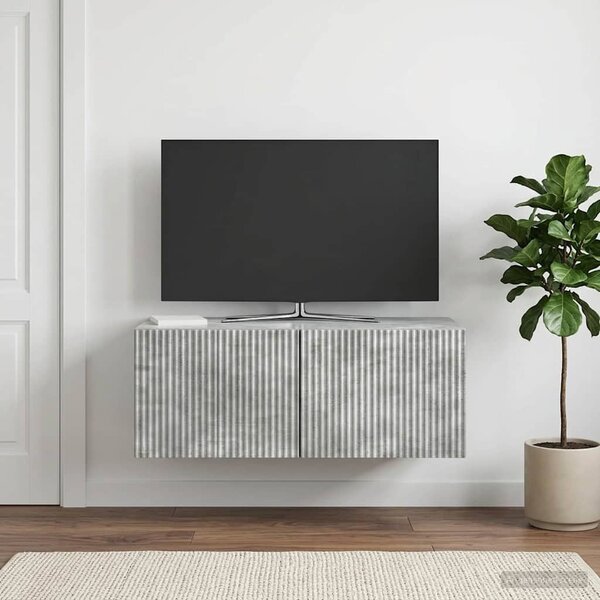 Fali TV szekrény 78,5 x 41 x 30 cm Betonszürke Szerelt Fa