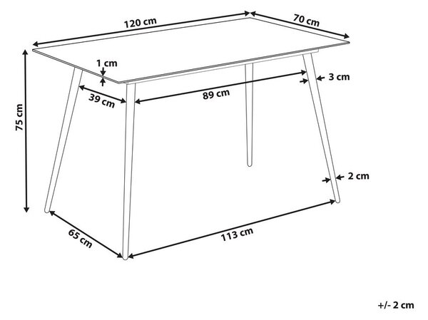 Étkezőasztal MULGA Márvány/arany 120 cm 70 cm Edzett üveg