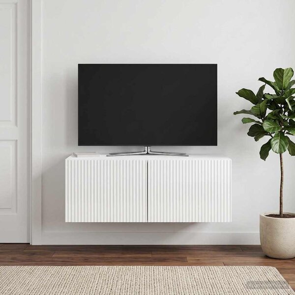 Fali TV szekrény 78,5 x 41 x 30 cm Magasfényű Fehér Szerelt Fa