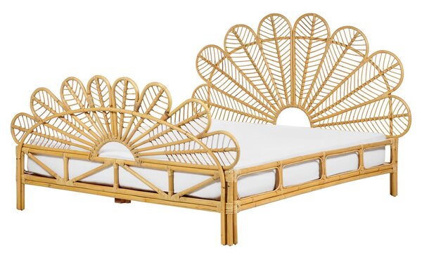 Ágy Rattan FLORENTINE 160 x 200 cm Világosbarna