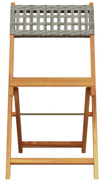 VidaXL 3 részes szürke polyrattan és tömör fa bisztrószett