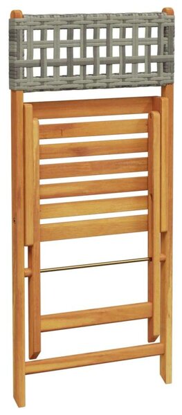 VidaXL 3 részes szürke polyrattan és tömör fa bisztrószett
