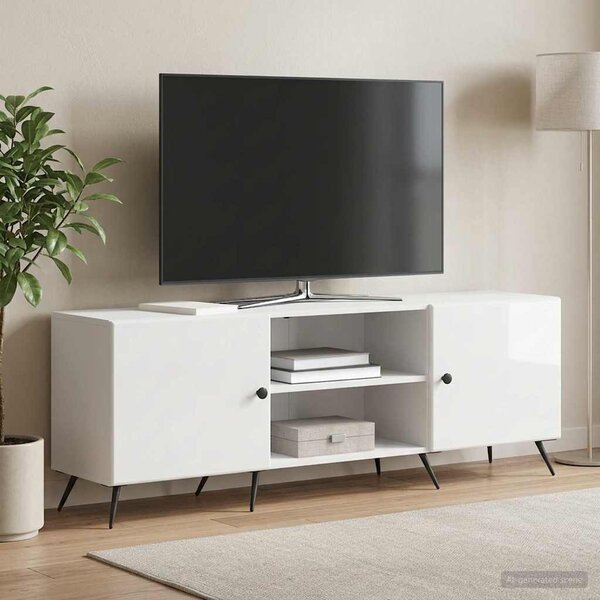 TV szekrény 150 x 31 x 50 cm Magasfényű Fehér Szerelt Fa