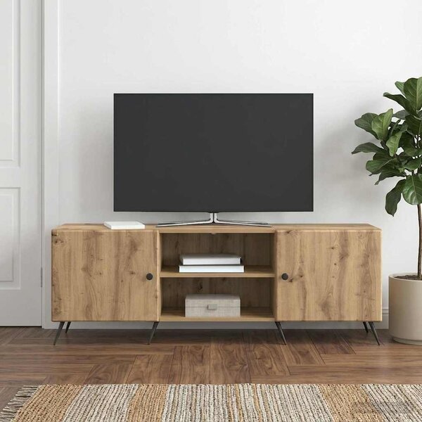 TV szekrény 150 x 31 x 50 cm Kézműves Tölgy Szerelt Fa