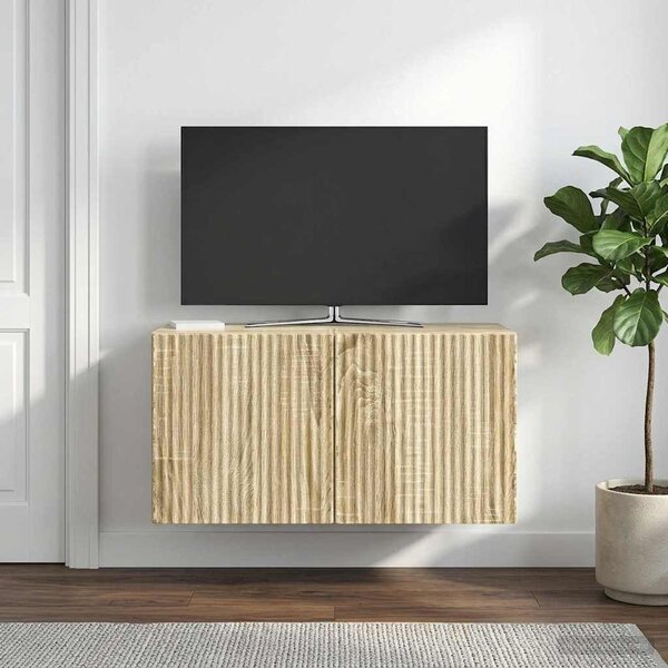 Fali TV szekrény 59,5 x 31 x 30 cm Sonoma Tölgy Szerelt Fa