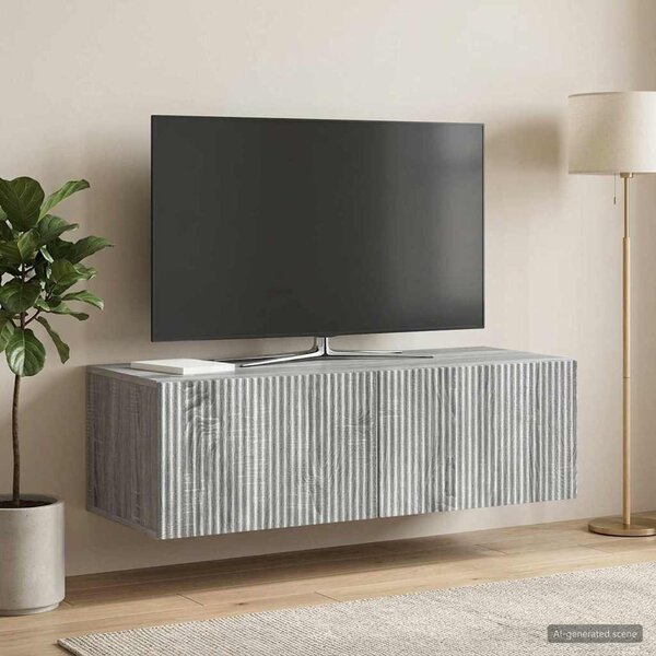 Fali TV szekrény 98 x 41 x 30 cm Szürke Sonoma Szerelt Fa