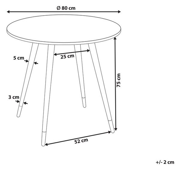 Étkezőasztal GUTIERE Fehér márvány 80 cm 80 cm