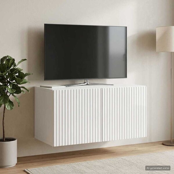 Fali TV szekrény 59,5 x 31 x 30 cm Magasfényű Fehér Szerelt Fa