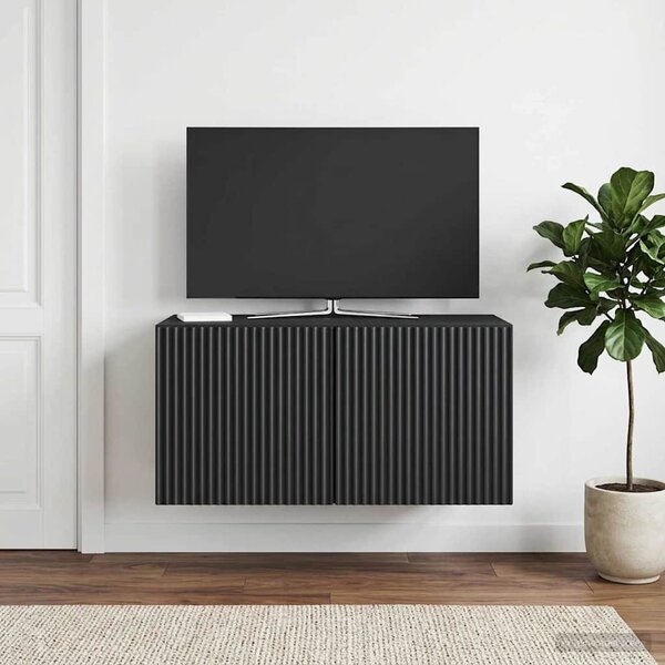 Fali TV szekrény 59,5 x 31 x 30 cm Fekete Szerelt Fa