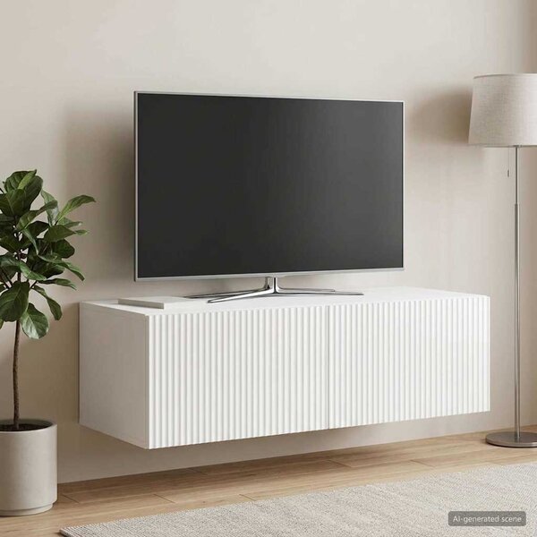 Fali TV szekrény 98 x 41 x 30 cm Magasfényű Fehér Szerelt Fa
