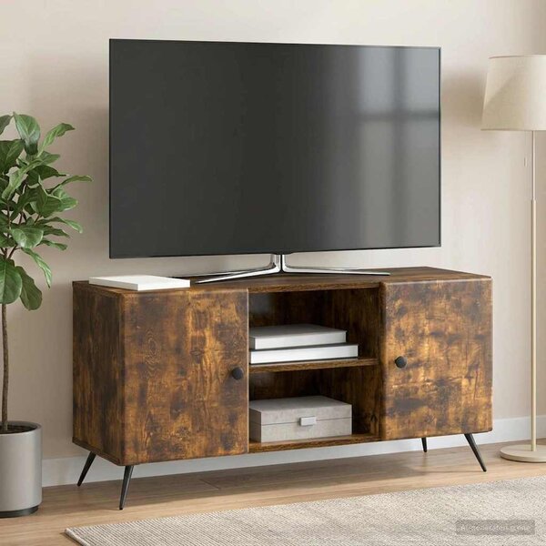 TV szekrény 102 x 34,5 x 50 cm Füstös Tölgy Szerelt Fa