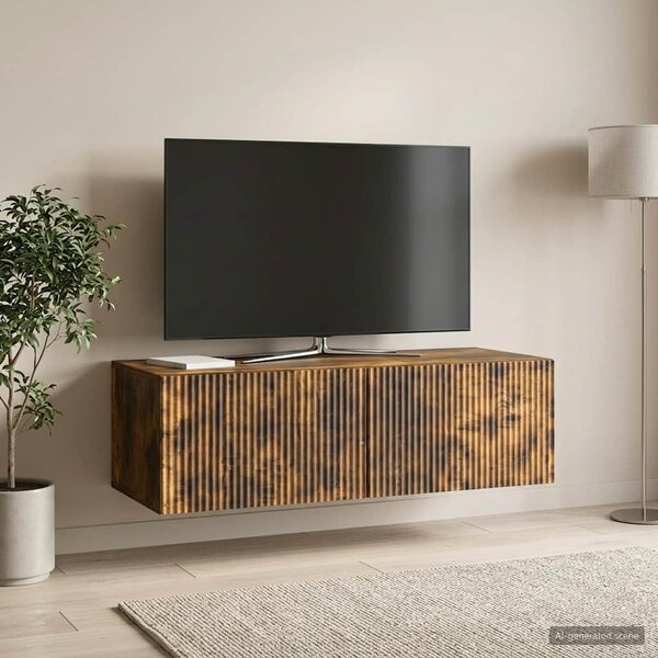Fali TV szekrény 98 x 41 x 30 cm Füstös Tölgy Szerelt Fa