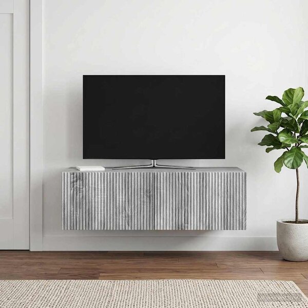Fali TV szekrény 98 x 41 x 30 cm Szürke Sonoma Szerelt Fa