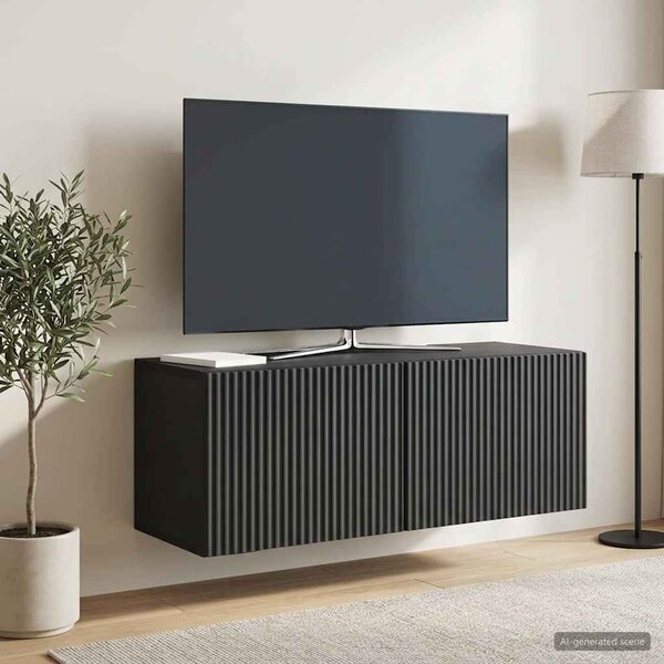 Fali TV szekrény 78,5 x 31 x 30 cm Fekete Szerelt Fa