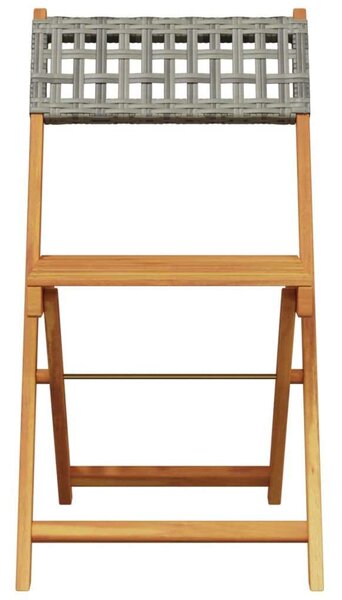 VidaXL 3 részes szürke polyrattan és tömör fa bisztrószett