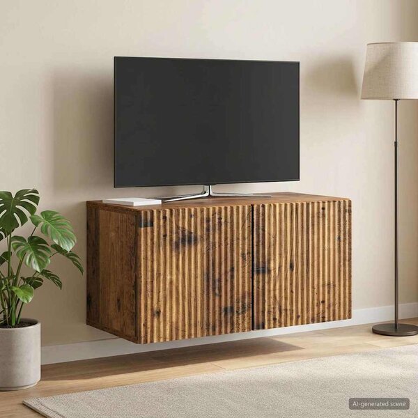 Fali TV szekrény 59,5 x 31 x 30 cm Antik Fa Szerelt Fa