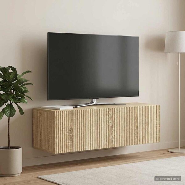 Fali TV szekrény 98 x 31 x 30 cm Sonoma Tölgy Szerelt Fa