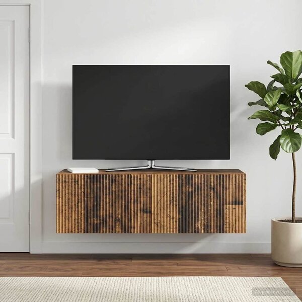 Fali TV szekrény 98 x 31 x 30 cm Antik Fa Szerelt Fa