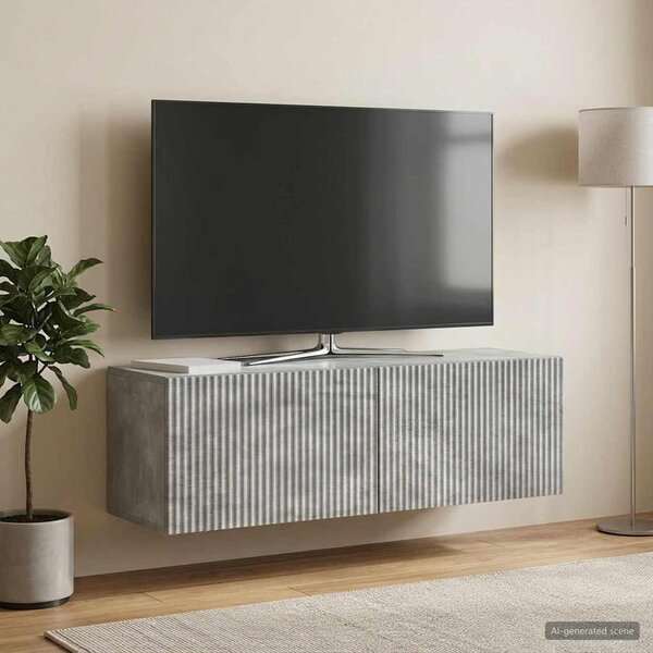 Fali TV szekrény 98 x 31 x 30 cm Betonszürke Szerelt Fa