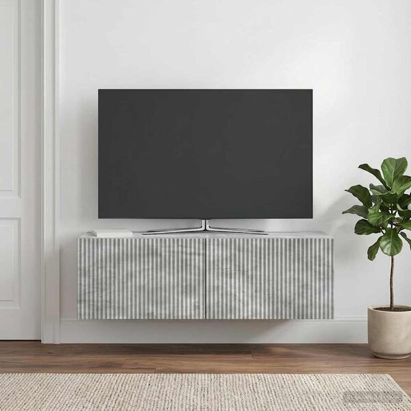Fali TV szekrény 98 x 31 x 30 cm Betonszürke Szerelt Fa