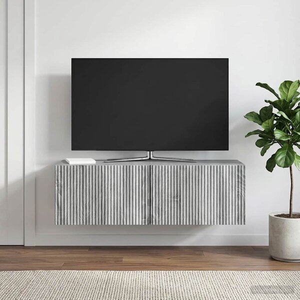 Fali TV szekrény 98 x 31 x 30 cm Szürke Sonoma Szerelt Fa