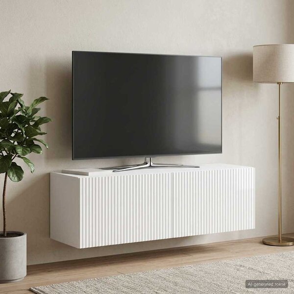 Fali TV szekrény 98 x 31 x 30 cm Magasfényű Fehér Szerelt Fa