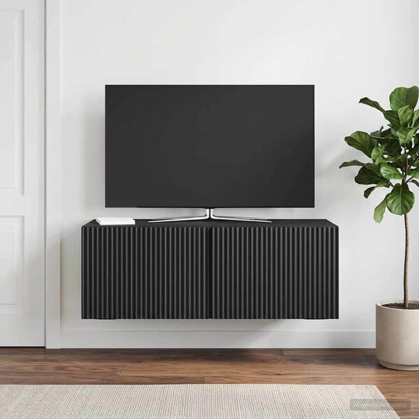 Fali TV szekrény 78,5 x 31 x 30 cm Fekete Szerelt Fa