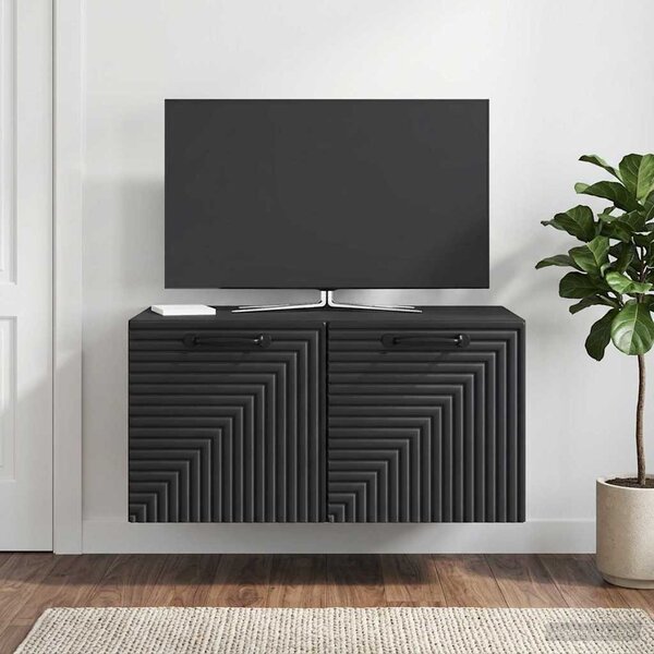 Fali TV szekrény Fekete 59,5 x 41 x 30 cm Szerelt Fa