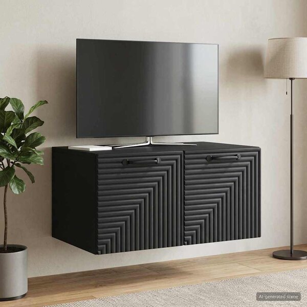Fali TV szekrény Fekete 59,5 x 41 x 30 cm Szerelt Fa