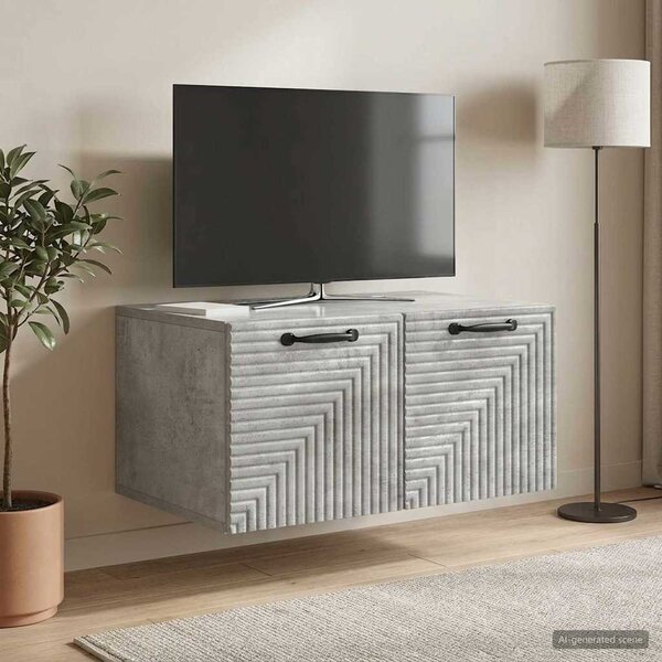 Fali TV szekrény Betonszürke 59,5 x 41 x 30 cm Szerelt Fa