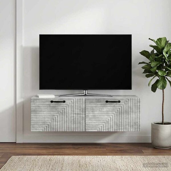 Fali TV szekrény Betonszürke 98 x 41 x 30 cm Szerelt Fa