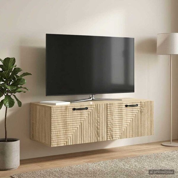Fali TV szekrény Sonoma Tölgy 98 x 41 x 30 cm Szerelt Fa