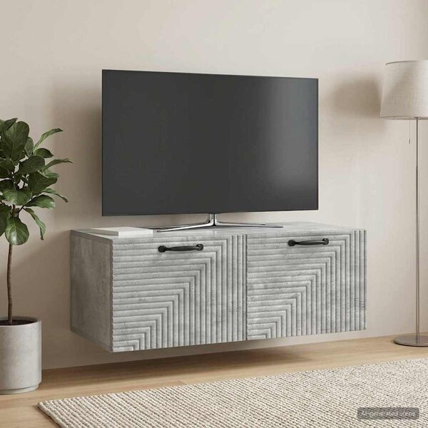 Fali TV szekrény Betonszürke 78,5 x 41 x 30 cm Szerelt Fa