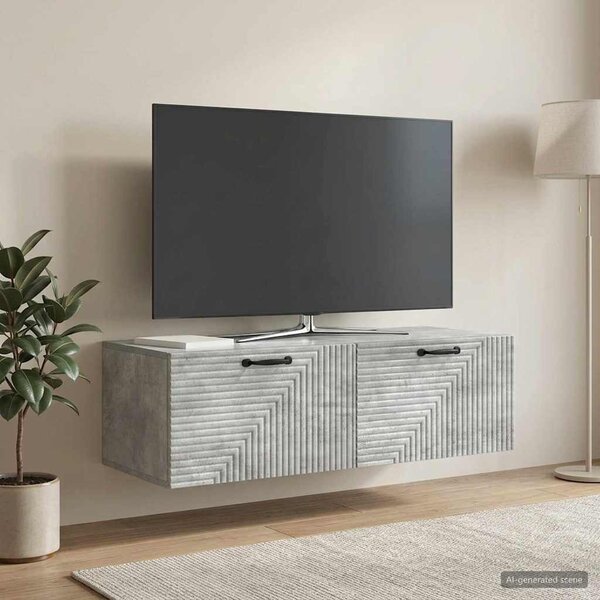 Fali TV szekrény Betonszürke 98 x 41 x 30 cm Szerelt Fa