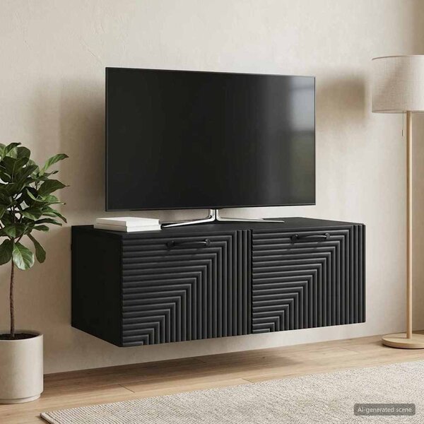 Fali TV szekrény Fekete 78,5 x 41 x 30 cm Szerelt Fa