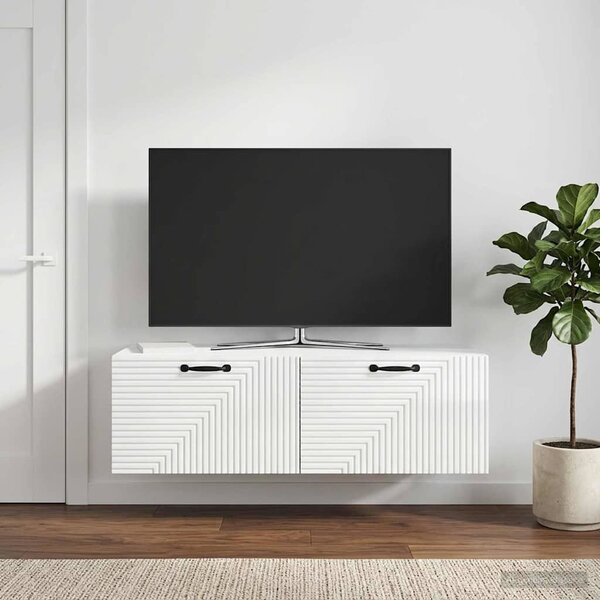Fali TV szekrény Magasfényű Fehér 98 x 41 x 30 cm Szerelt Fa