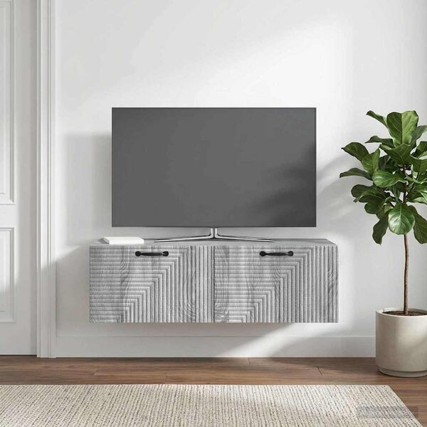Fali TV szekrény 98 x 41 x 30 cm Szürke Sonoma Szerelt Fa