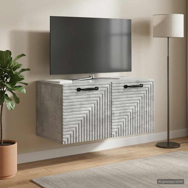 Fali TV szekrény Betonszürke 59,5 x 31 x 30 cm Szerelt Fa