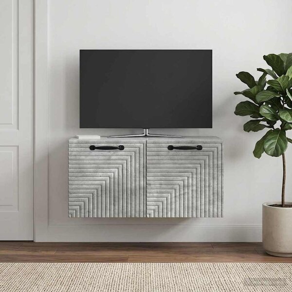 Fali TV szekrény Betonszürke 59,5 x 31 x 30 cm Szerelt Fa