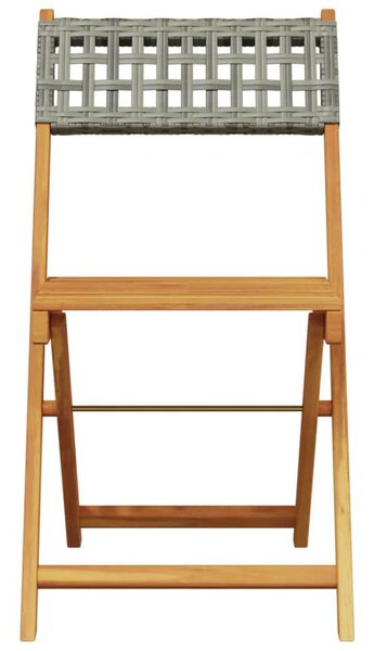 VidaXL 3 részes szürke polyrattan és tömör fa bisztrószett