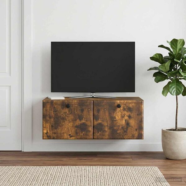 Fali TV szekrény 78,5 x 41 x 30 cm Füstös Tölgy Szerelt Fa