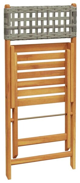 VidaXL 3 részes szürke polyrattan és tömör fa bisztrószett