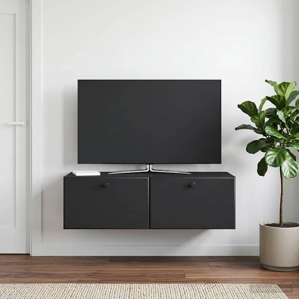 Fali TV szekrény 98 x 41 x 30 cm Fekete Szerelt Fa