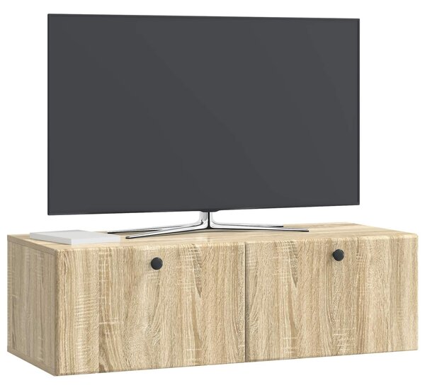Fali TV szekrény 98 x 41 x 30 cm Sonoma Tölgy Szerelt Fa