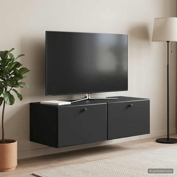 Fali TV szekrény 98 x 41 x 30 cm Fekete Szerelt Fa