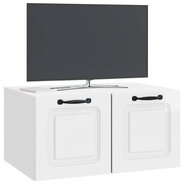 Fali TV szekrény Magasfényű Fehér 59,5 x 41 x 30 cm Szerelt Fa