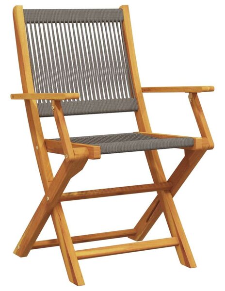 VidaXL 3 részes szürke polipropilén és tömör fa bisztrószett