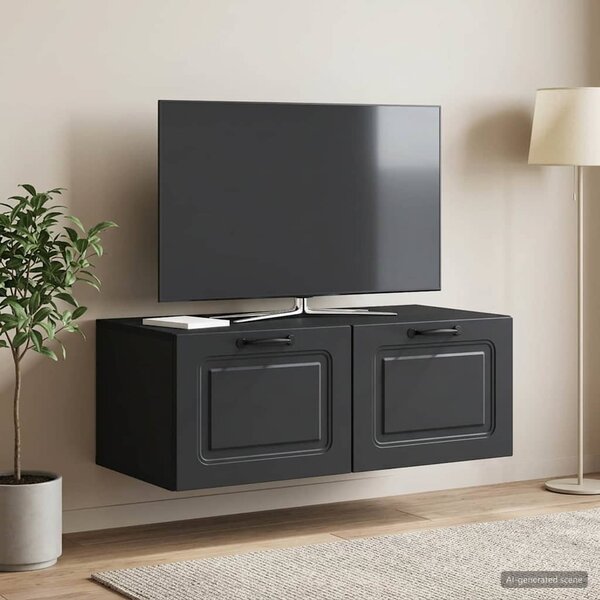 Fali TV szekrény Fekete 78,5 x 41 x 30 cm Szerelt Fa
